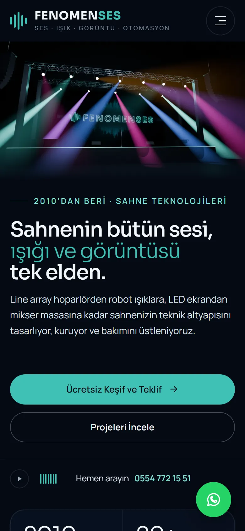 FenomenSes web sitesi mobil görünümü