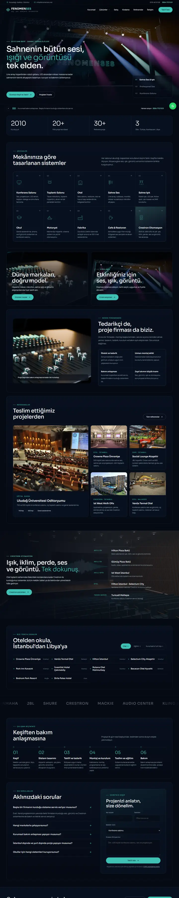 FenomenSes web sitesi ana sayfa görünümü