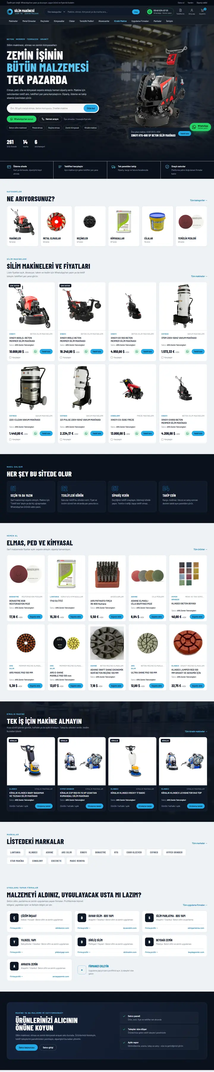 Silim Makinesi web sitesi ana sayfa görünümü